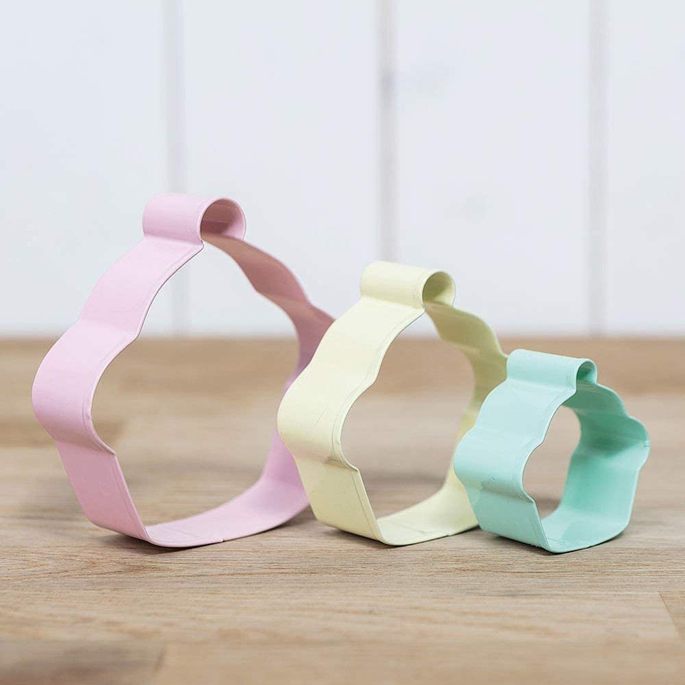 KitchenCraft Stainless Sweetly Does It Cupcake Shaped Cookie Cutters, Set of 3 KCCUTCUP3PC