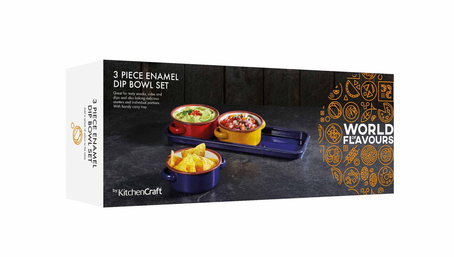 KitchenCraft World of Flavours Enamel Dip Set WFENDIP3PC