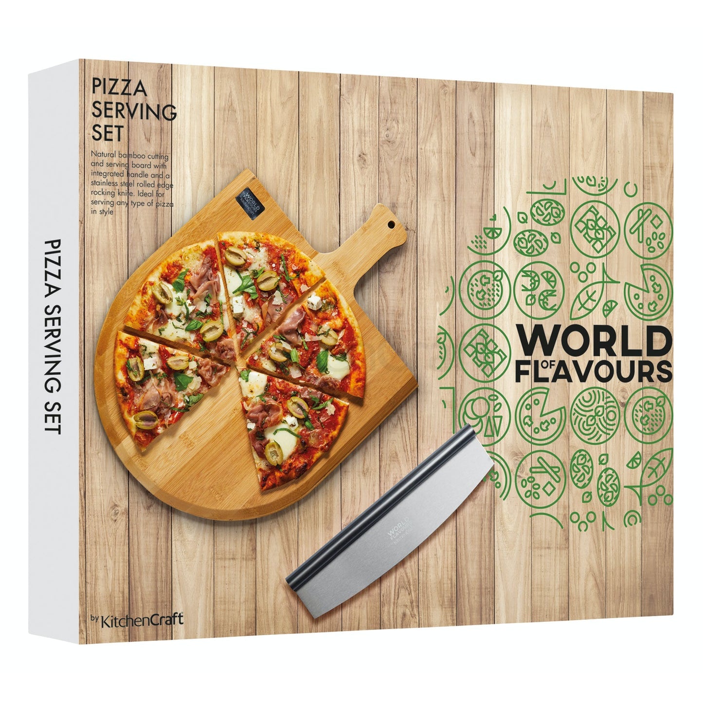 Kitchencraft World Of Flavours Italian Pizza Serving Set Icpizset