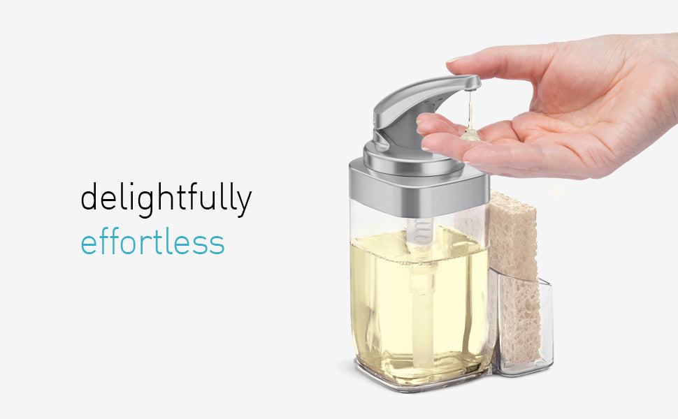Simplehuman 650Ml Square Push Pump Liquid Soap Dispenser With Removable Sponge Caddy