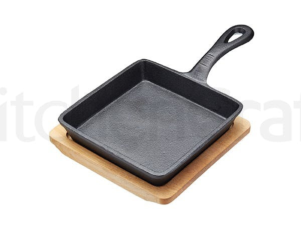 KitchenCraft Artesa Cast Iron 15cm Small Fry Pan with Board ARTFRY23 - Home & Beyond