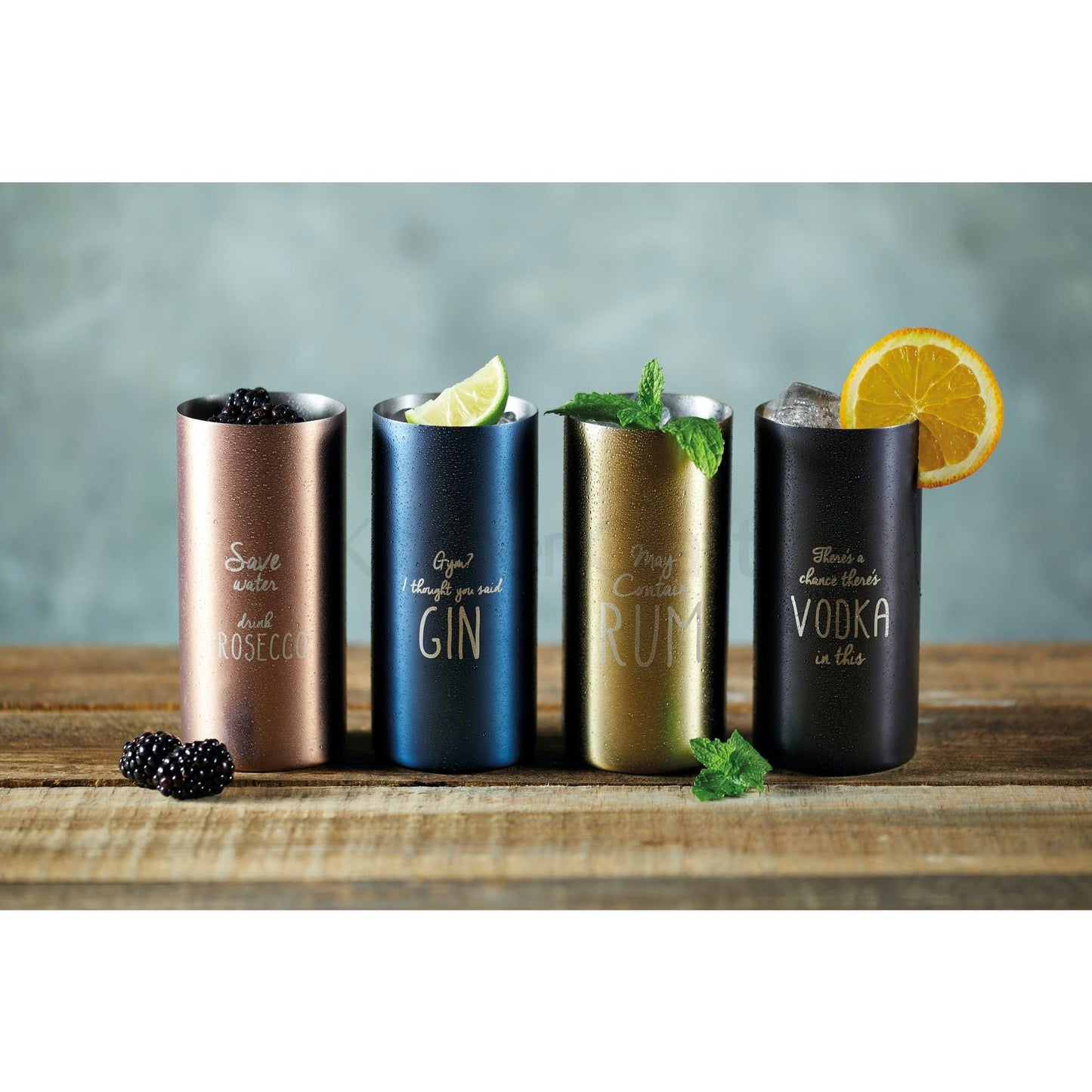 KitchenCraft BarCraft 500 ml Stainless Steel Tumblers BCMUGMETDISP12