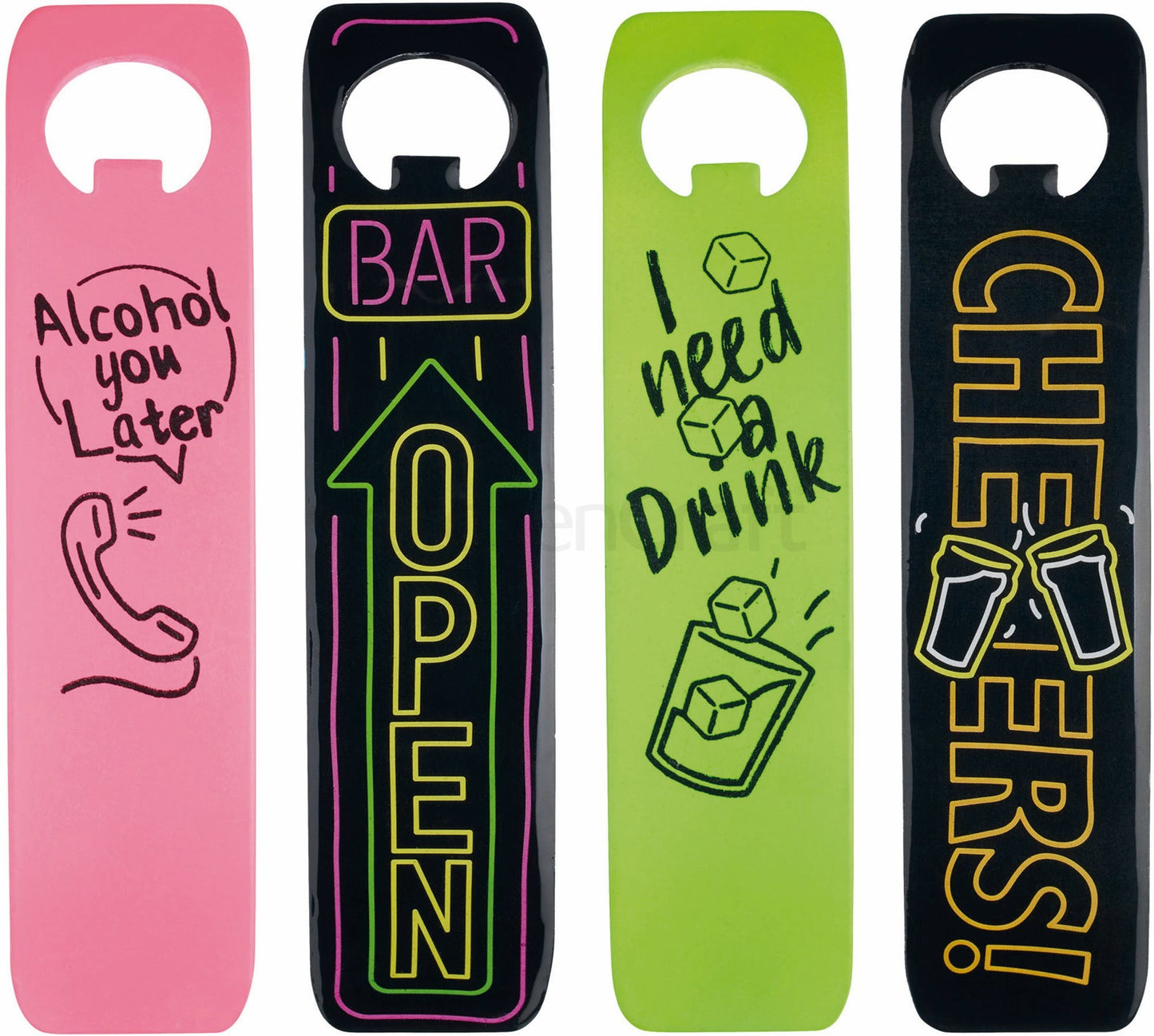 KitchenCraft BarCraft Stainless Steel Neon Bar Blade Bottle Opener BCBONEONDISP24