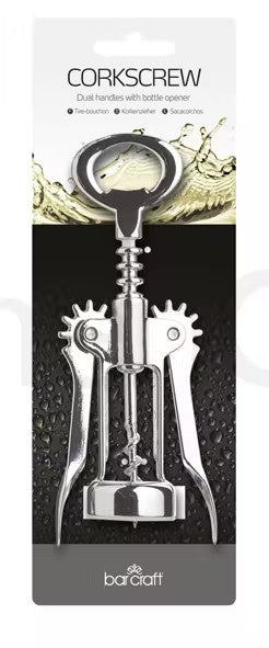 KitchenCraft BarCraft Double Handled Chrome Wing Corkscrew