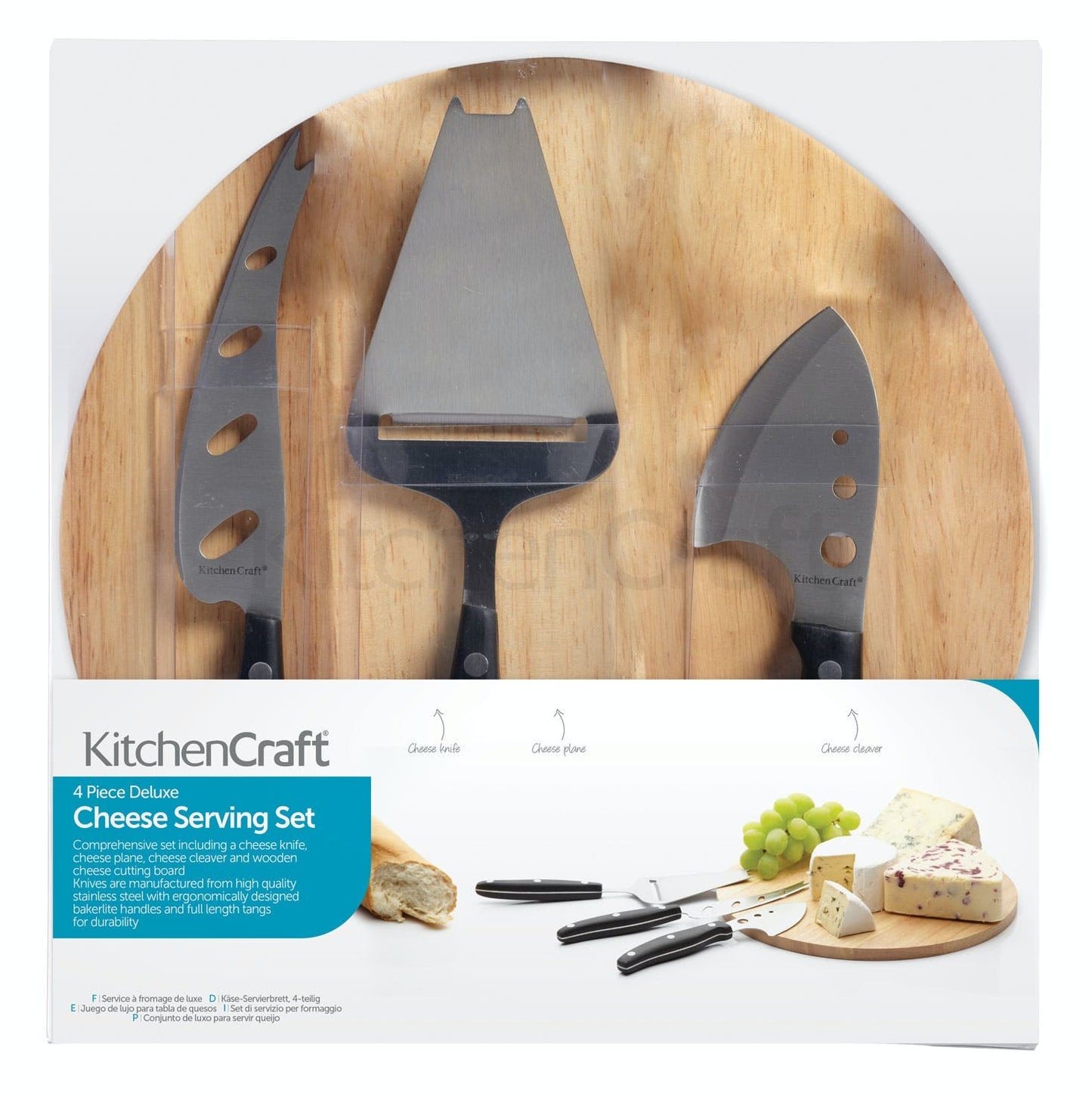 KitchenCraft Cheese Serving Set With Board and 3 Cheese Servers KCCBSET - Home & Beyond