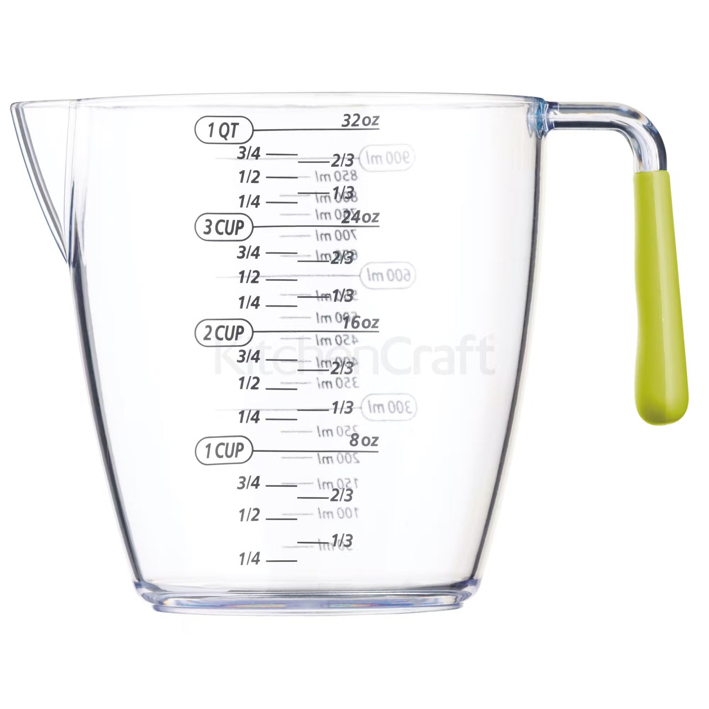 KitchenCraft Colourworks 3 Piece Green Acrylic Measuring Jug Set CWMJUGSETGRN