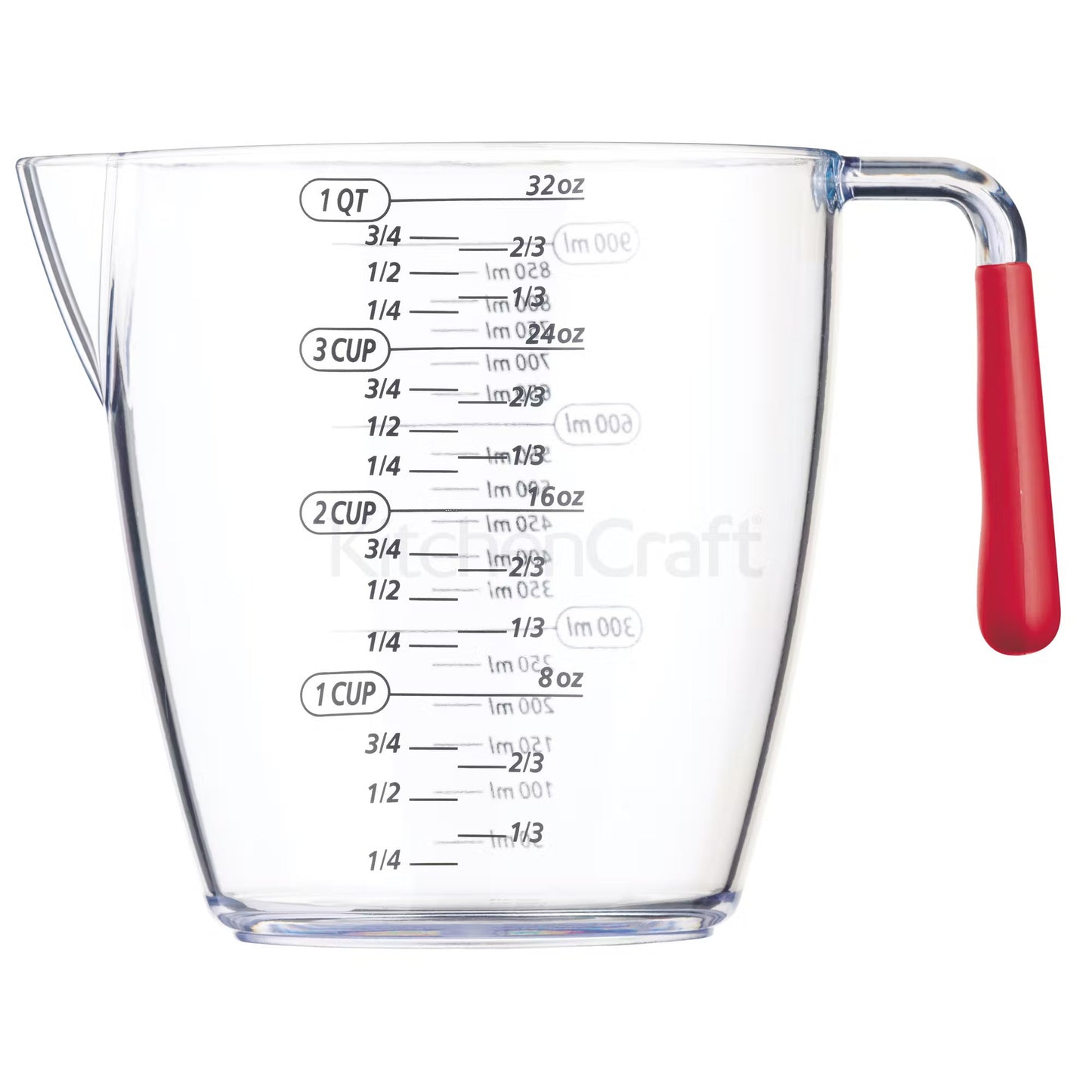 KitchenCraft Colourworks 3 Piece Red Acrylic Measuring Jug Set CWMJUGSETRED
