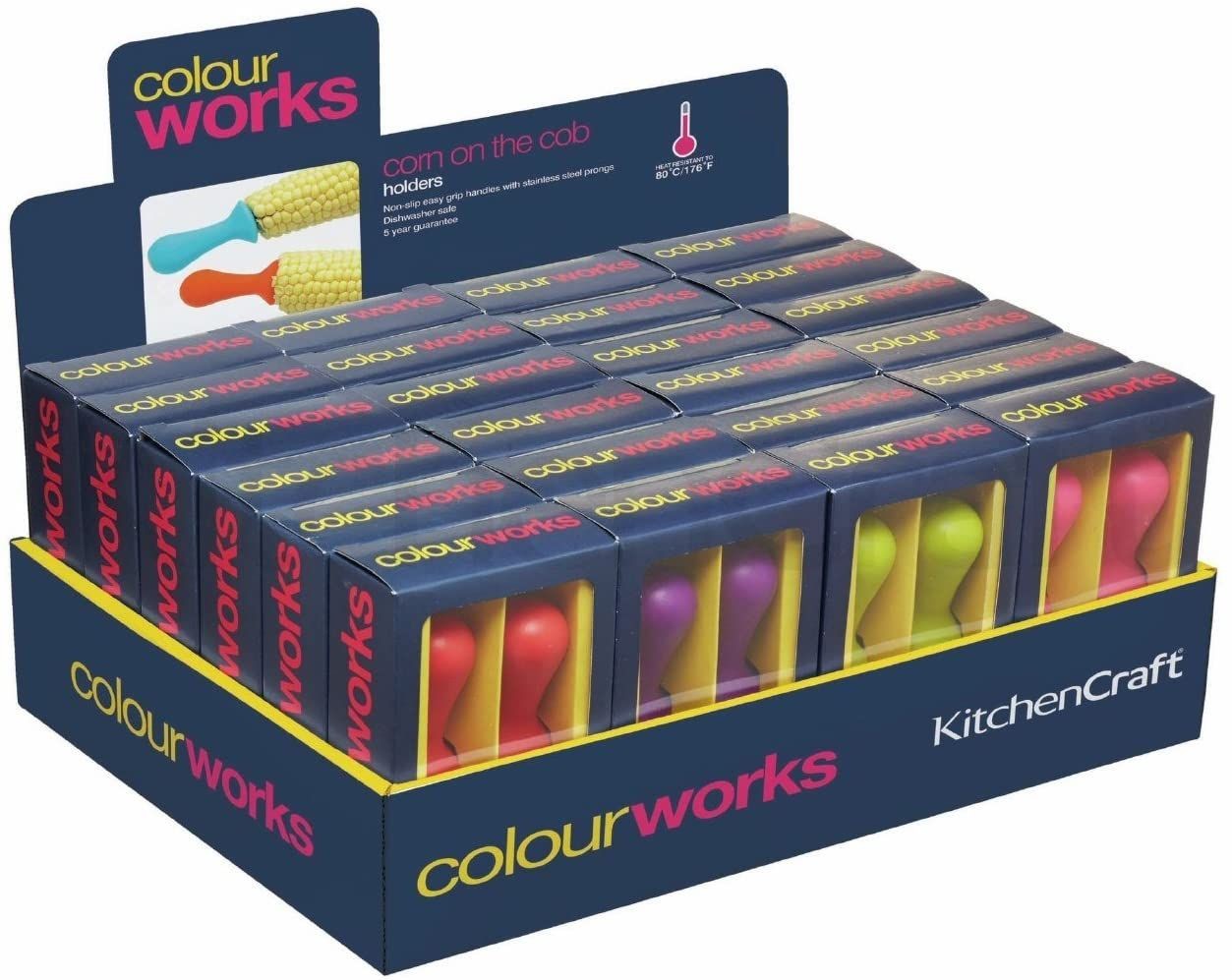 KitchenCraft Colourworks Corn on The Cob Holders, Assorted Colours CWSILCORNDISP - Home & Beyond