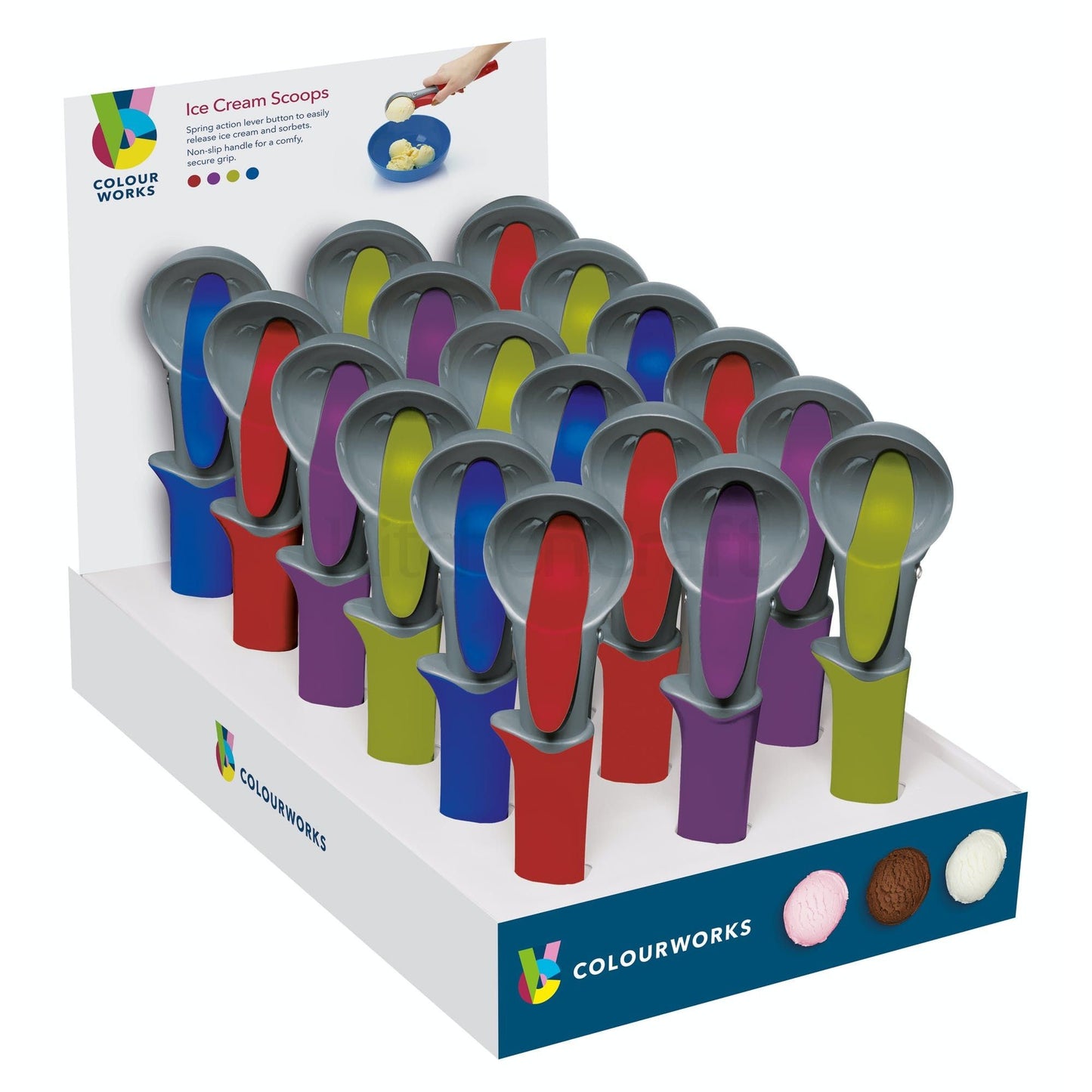 KitchenCraft Colourworks Ice Cream Scoops CWICEDISP18