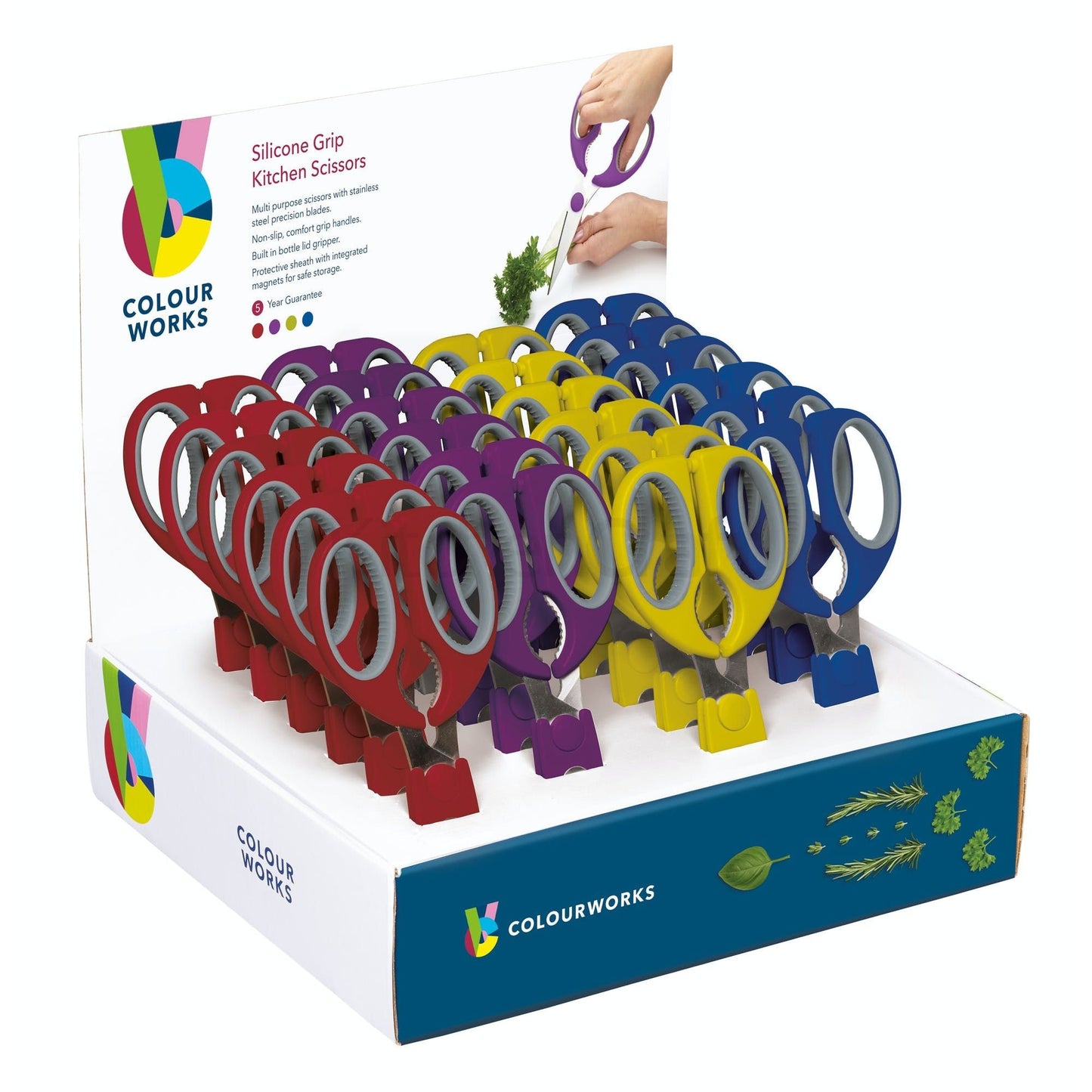 KitchenCraft Colourworks Kitchen Scissors CWSCIDISP24 - Home & Beyond