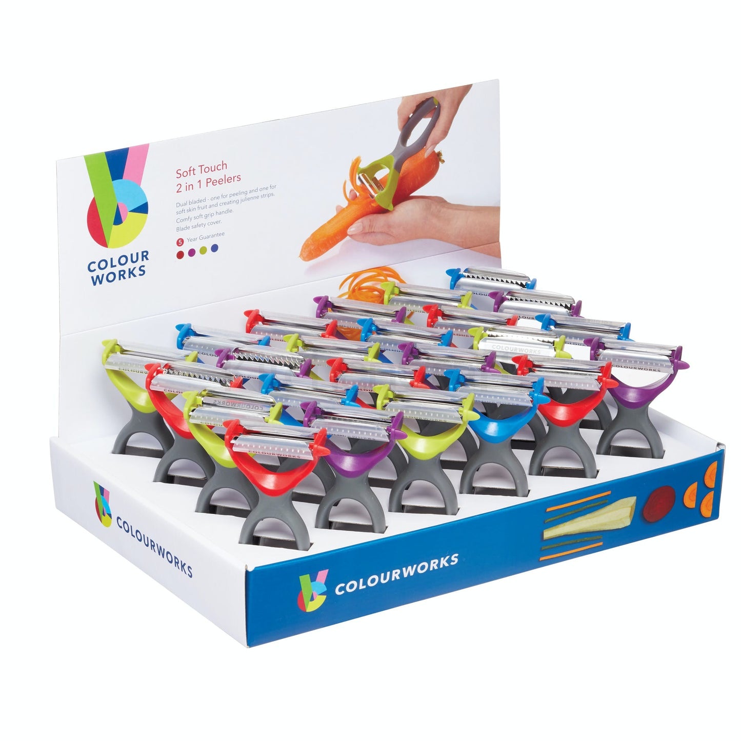 KitchenCraft Colourworks Two in One Peeler CWYPEELDISP24