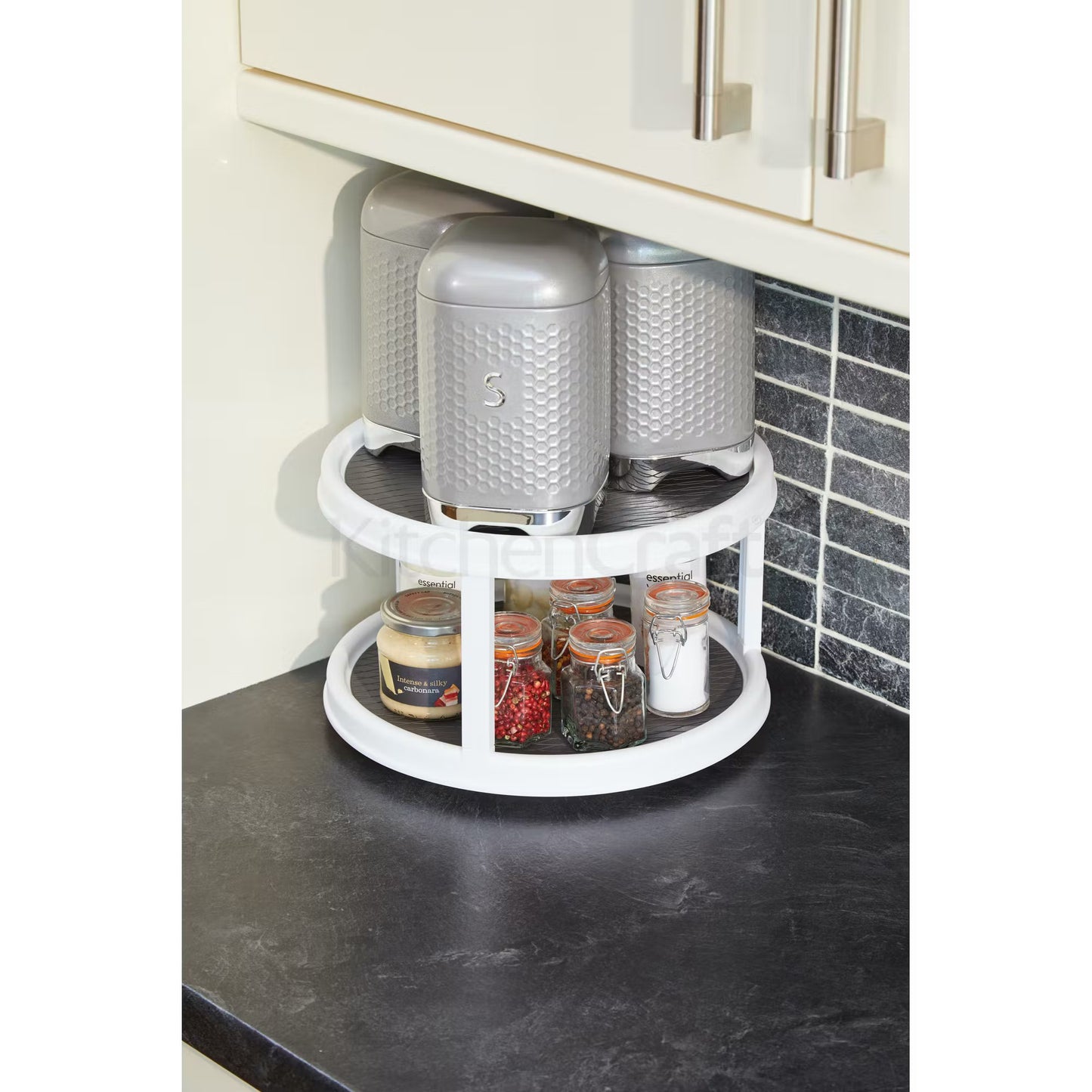KitchenCraft Copco Double Layer White Lazy Susan Food Storage Solution COP2TTURN30
