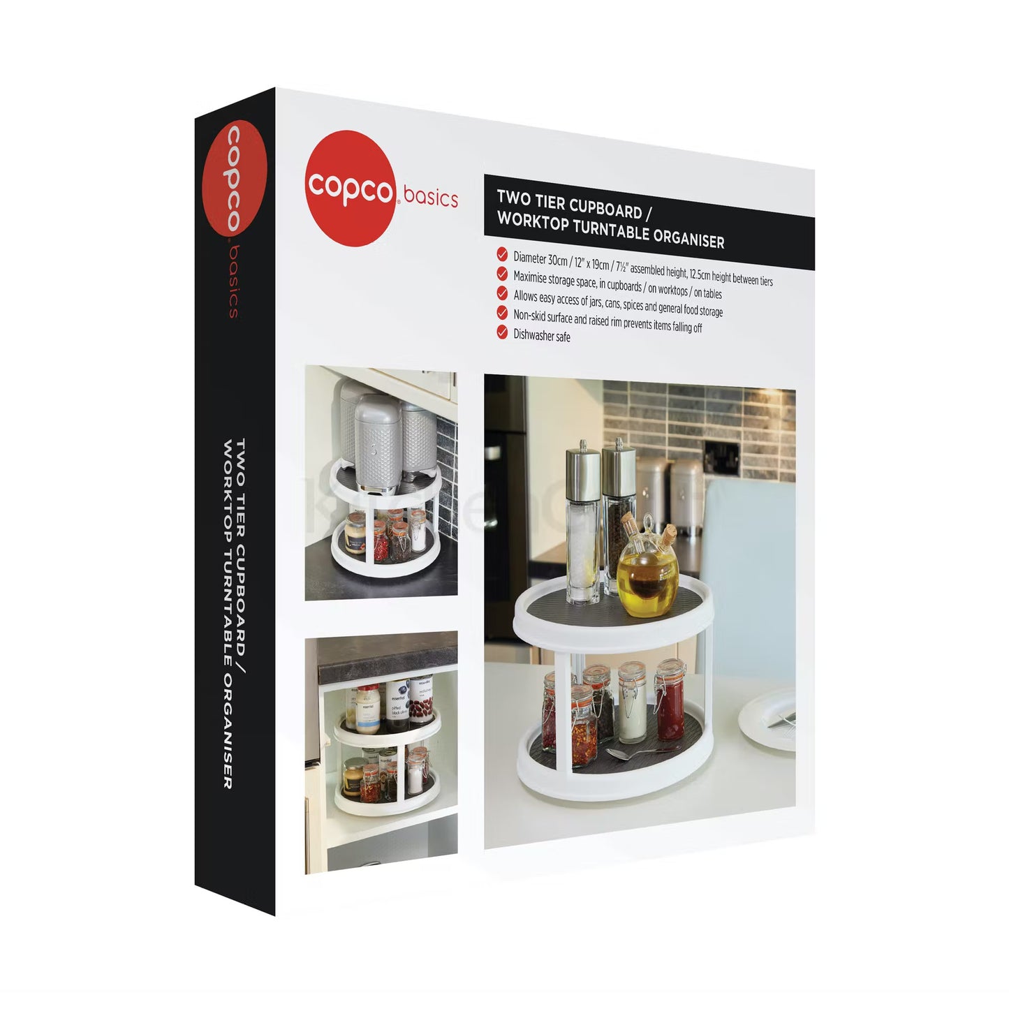 KitchenCraft Copco Double Layer White Lazy Susan Food Storage Solution COP2TTURN30