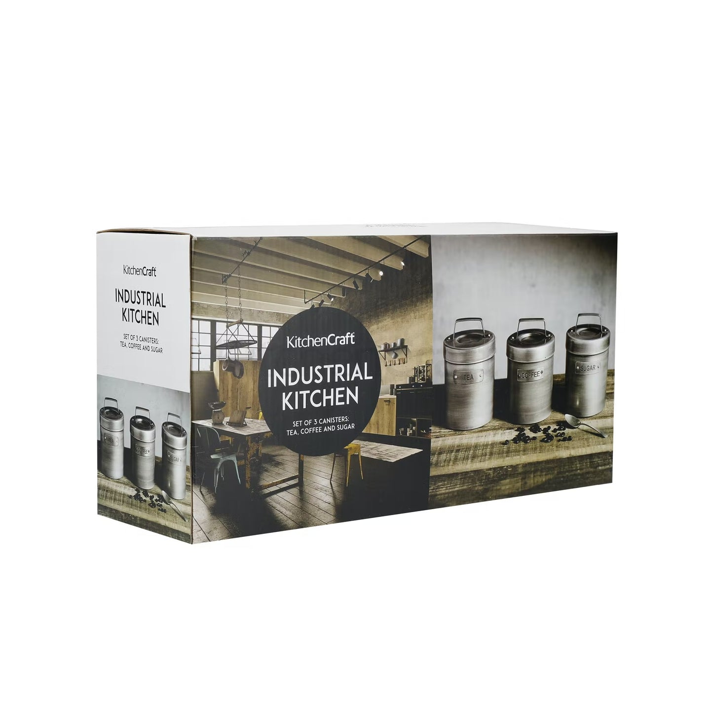 KitchenCraft Industrial Kitchen Tea/Coffee/Sugar Canisters INDTCSSET