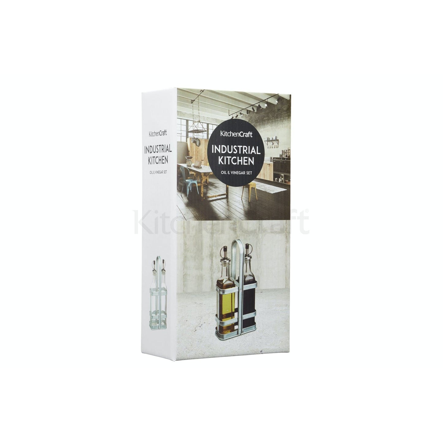 KitchenCraft Glass Oil and Vinegar Cruet Set with Holder INDOILVIN2PC