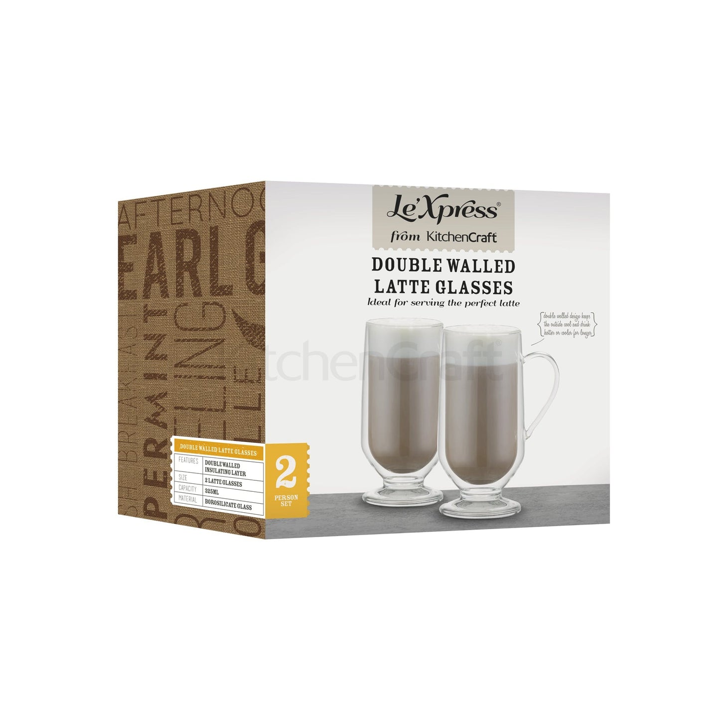 KitchenCraft LeXpress Double Walled Latte Glasses KCLXDWLATTE2PC