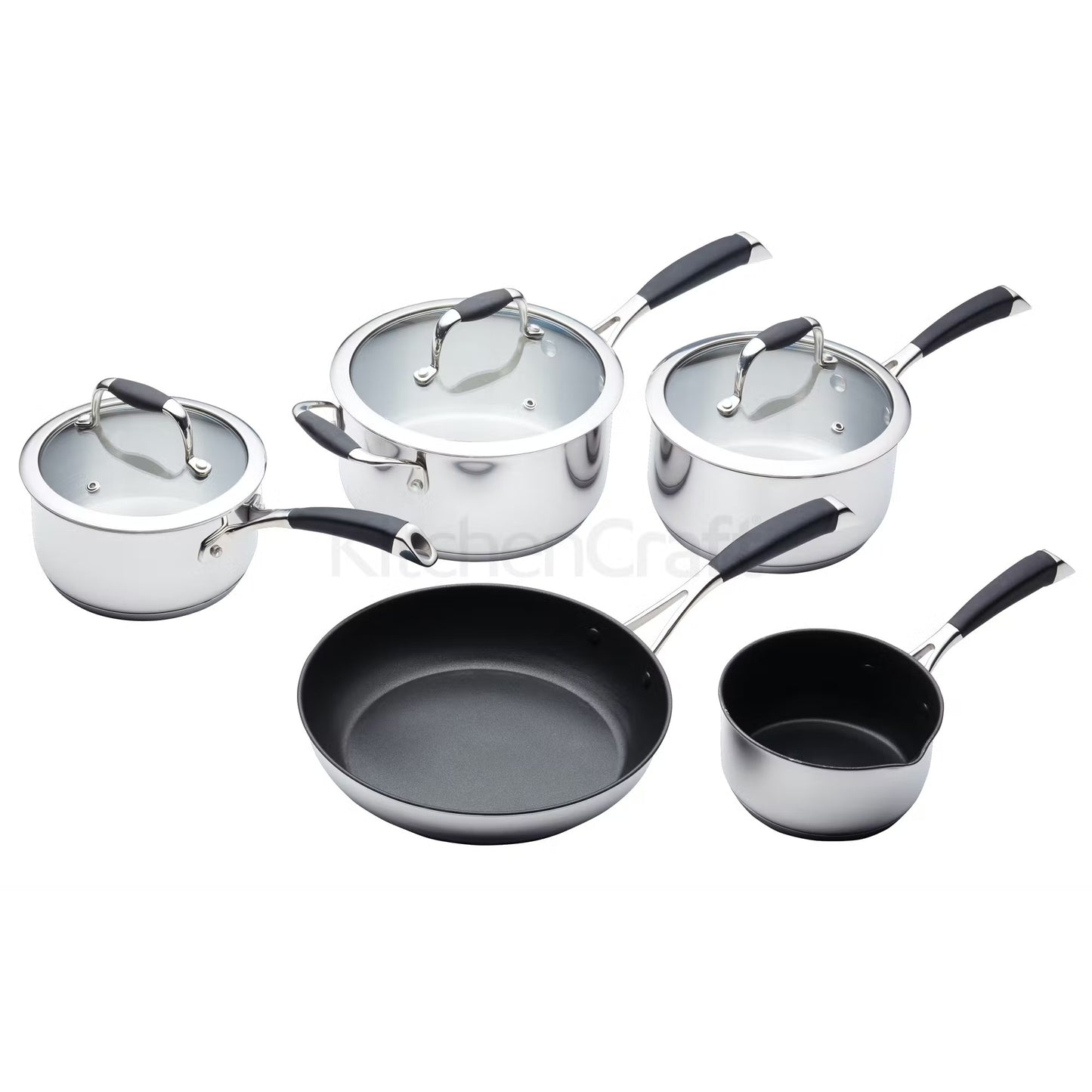 KitchenCraft MasterClass 5 Piece Deluxe Stainless Steel Cookware Set MCSPSET5