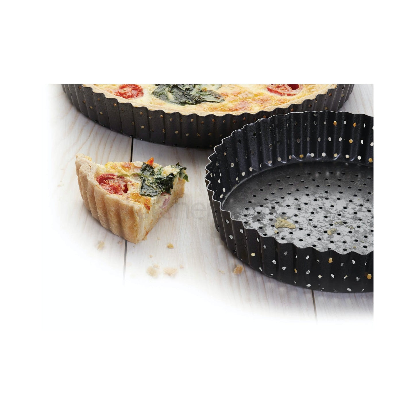 KitchenCraft MasterClass Crusty Bake Non-stick Fluted Round 30cm Quiche Tin KCMCCB40 - Home & Beyond
