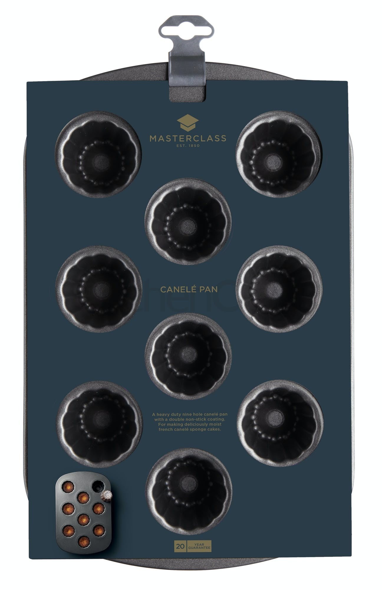 KitchenCraft MasterClass Non-Stick Nine Hole Canelés Pan KCMCHB89