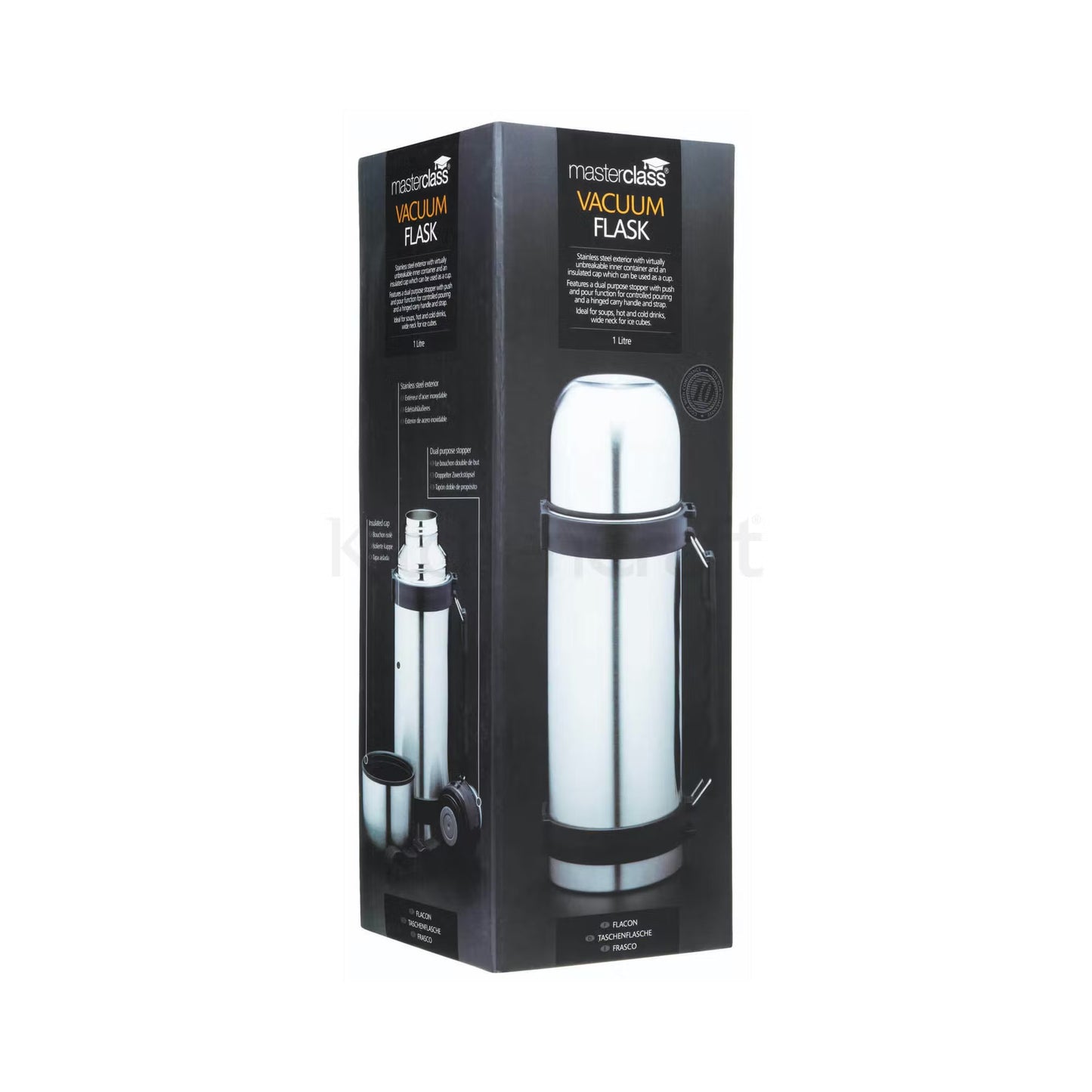 KitchenCraft MasterClass Stainless Steel 1 Litre Vacuum Flask KCMCFSS1