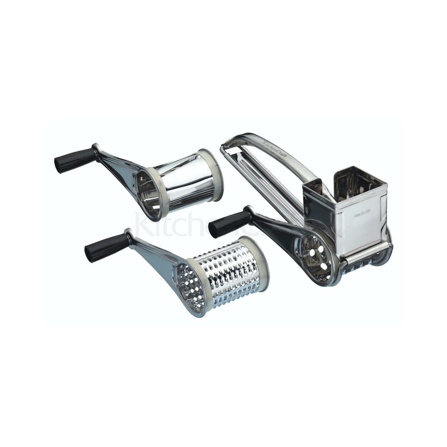 KitchenCraft Stainless Steel Rotary Grater With Three Drums KCDRUM3 - Home & Beyond