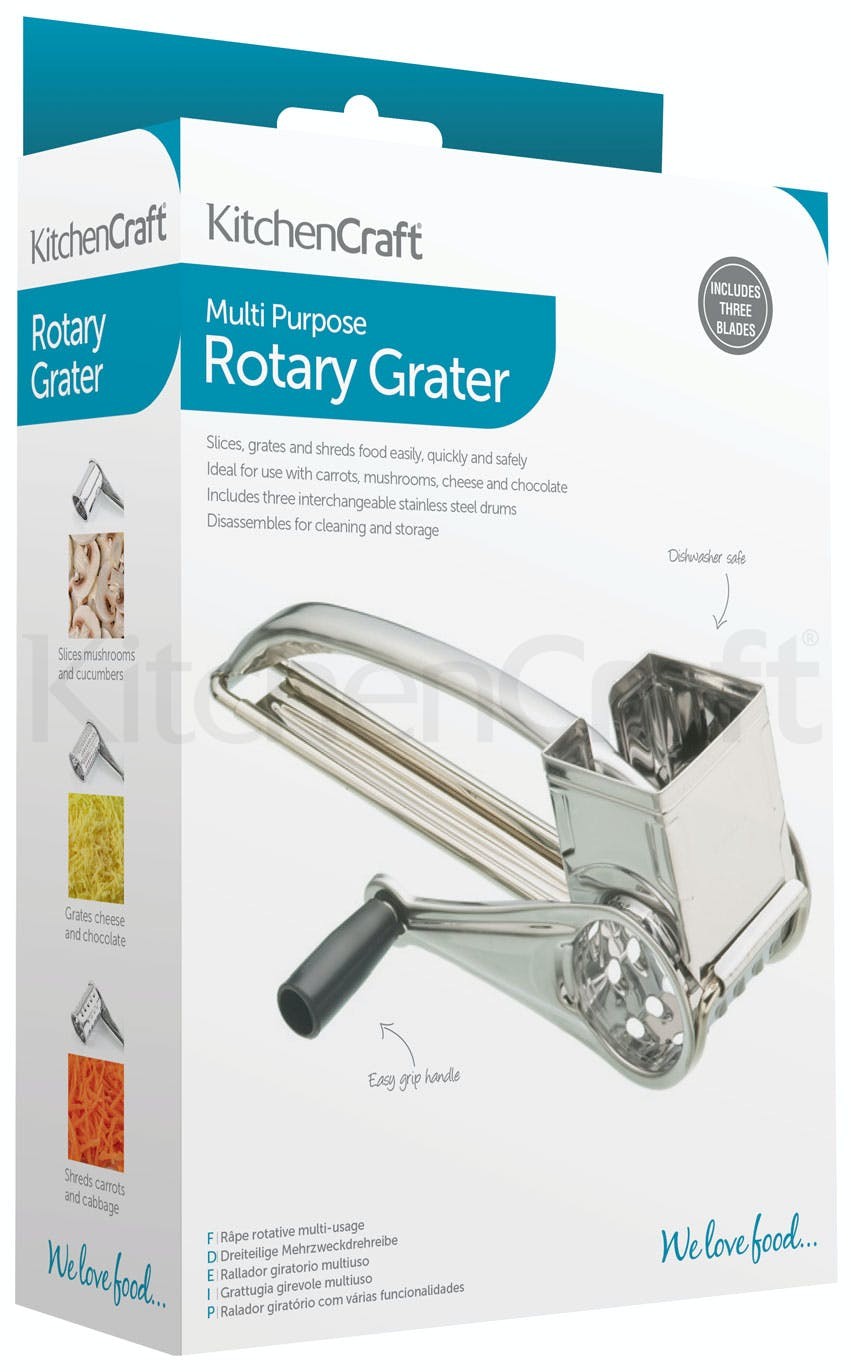 KitchenCraft Stainless Steel Rotary Grater With Three Drums KCDRUM3 - Home & Beyond