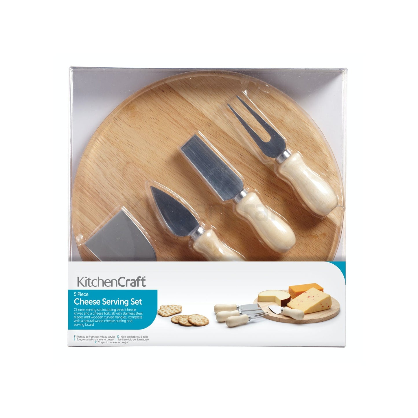KitchenCraft Wooden Cheese Serving Set KCCBSET5 - Home & Beyond