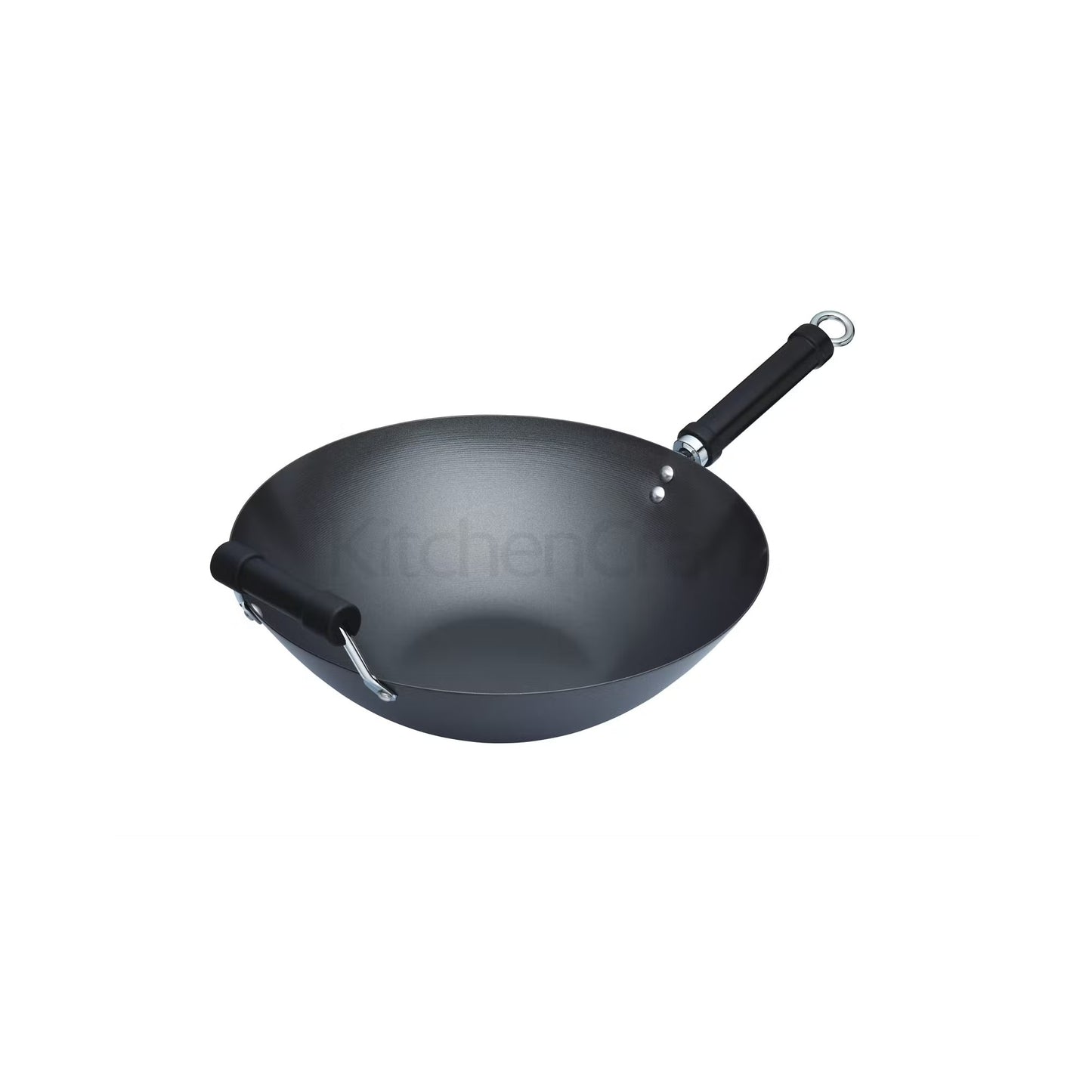 KitchenCraft World of Flavours Oriental Carbon Steel Non-Stick Wok, 35.5cm