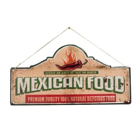 La Hacienda Mexican Food Embossed Metal Sign