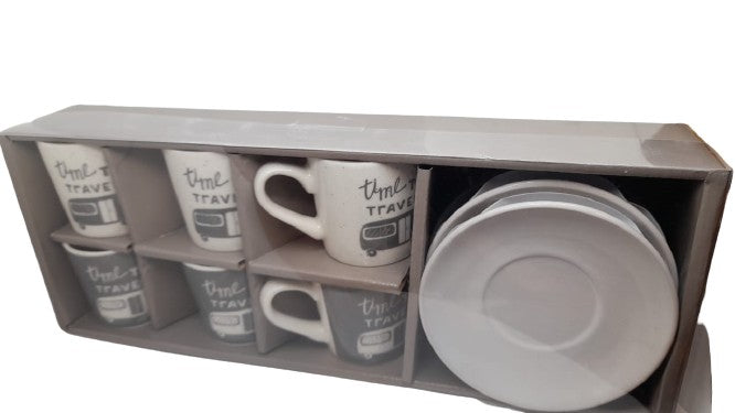 LifeStyle 6 Pieces Coffee Cup & Saucer Set Greige