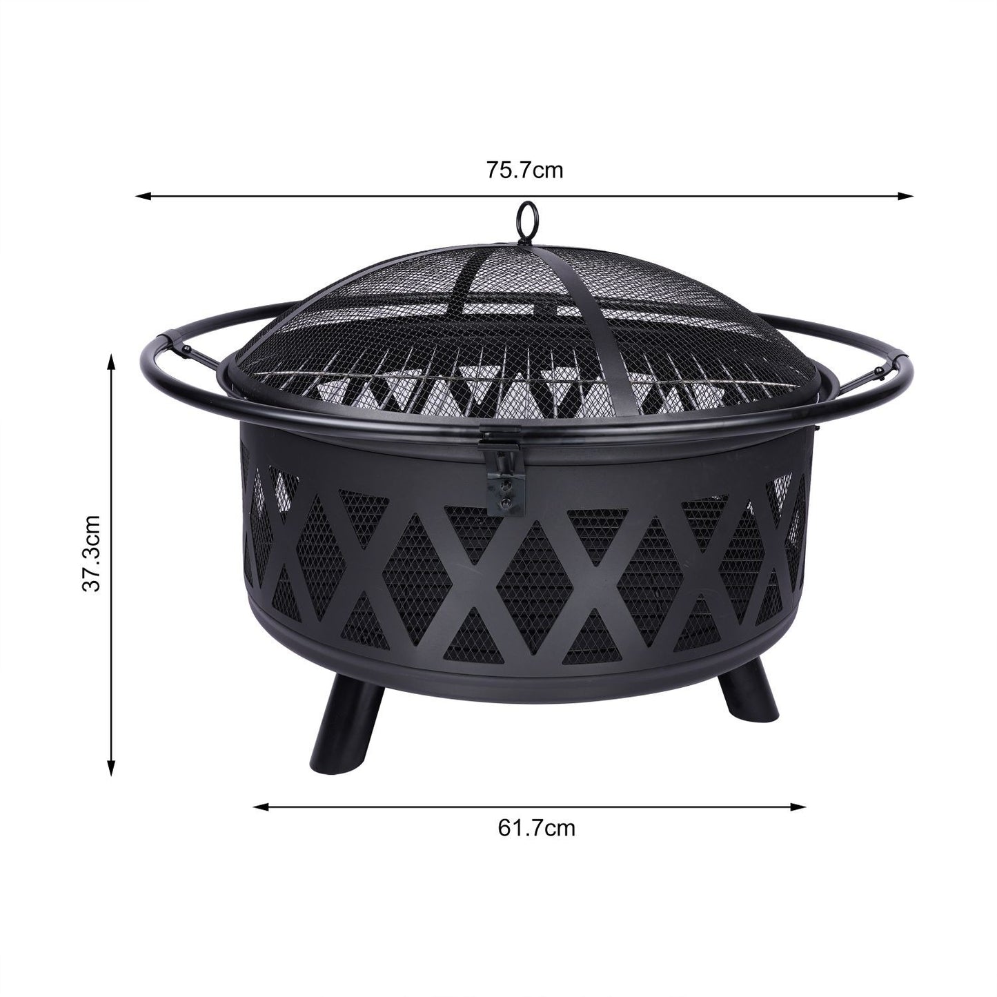 LifeStyle Outdoor Firepit With Grill 76x76x60Cm