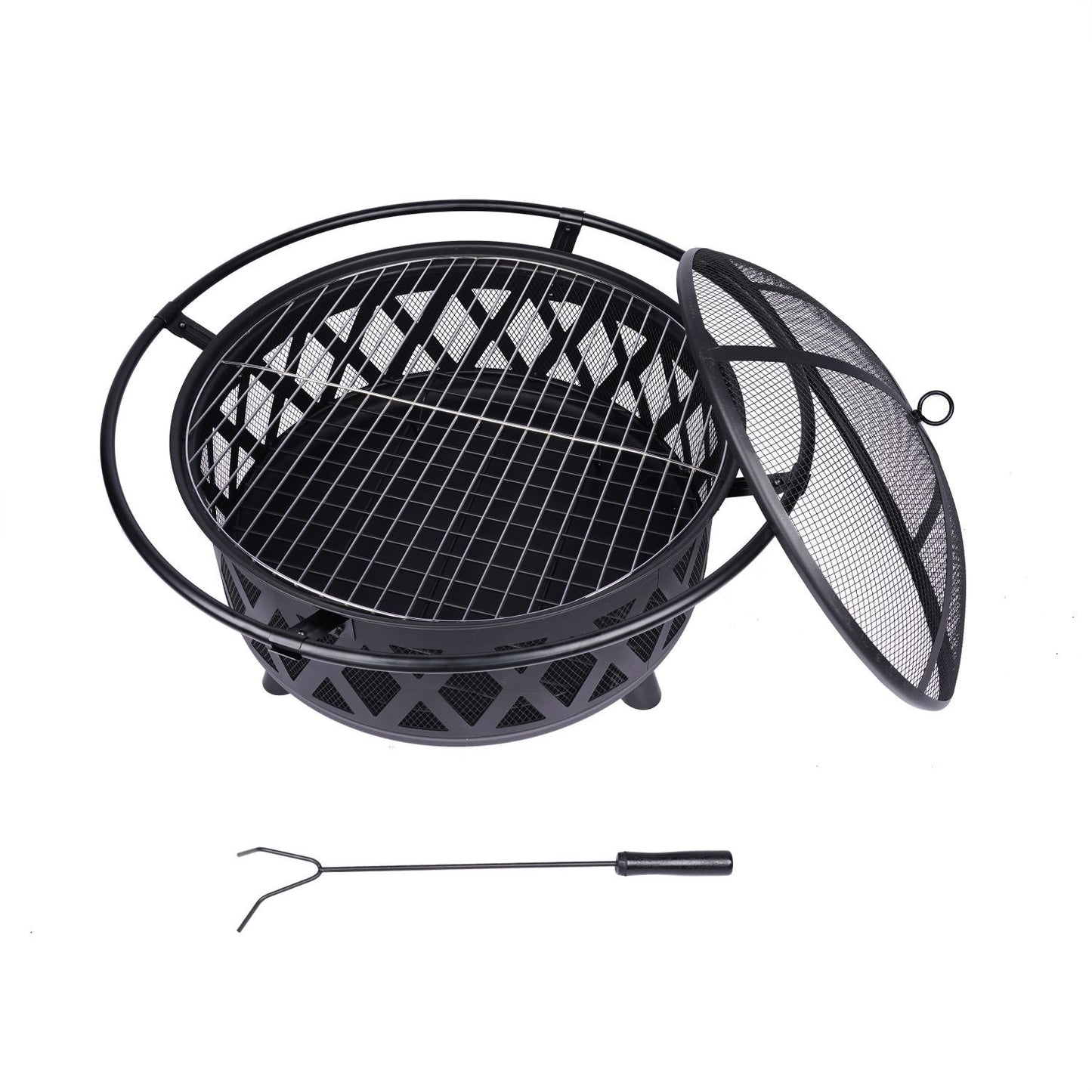 LifeStyle Outdoor Firepit With Grill 76x76x60Cm