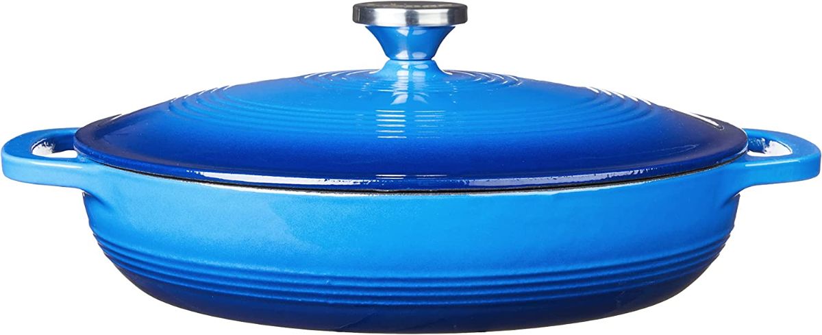 LODGE 3.6 Quart Blue Enameled Cast Iron Covered Casserole EC3CC33