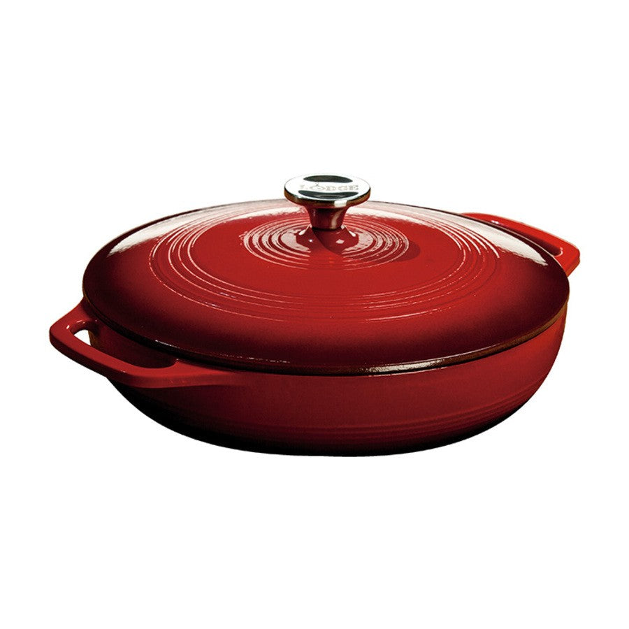 LODGE 3.6 Quart Red Enameled Cast Iron Covered Casserole EC3CC43