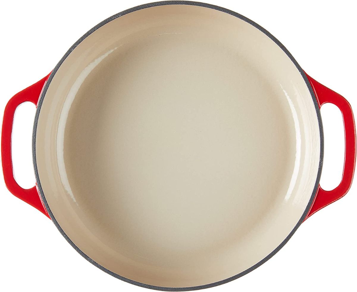 LODGE 3.6 Quart Red Enameled Cast Iron Covered Casserole EC3CC43