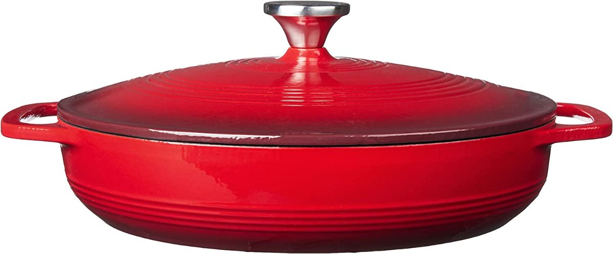LODGE 3.6 Quart Red Enameled Cast Iron Covered Casserole EC3CC43