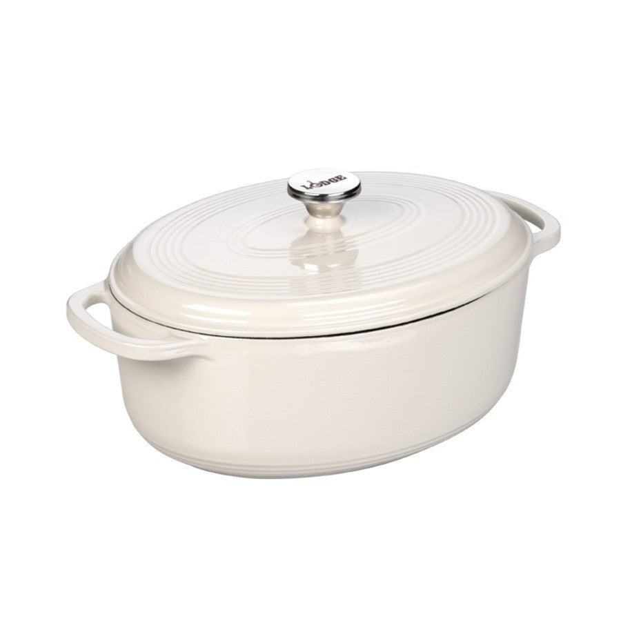LODGE 7 Quart Oval Oyster Enameled Cast Iron Dutch Oven EC70D13