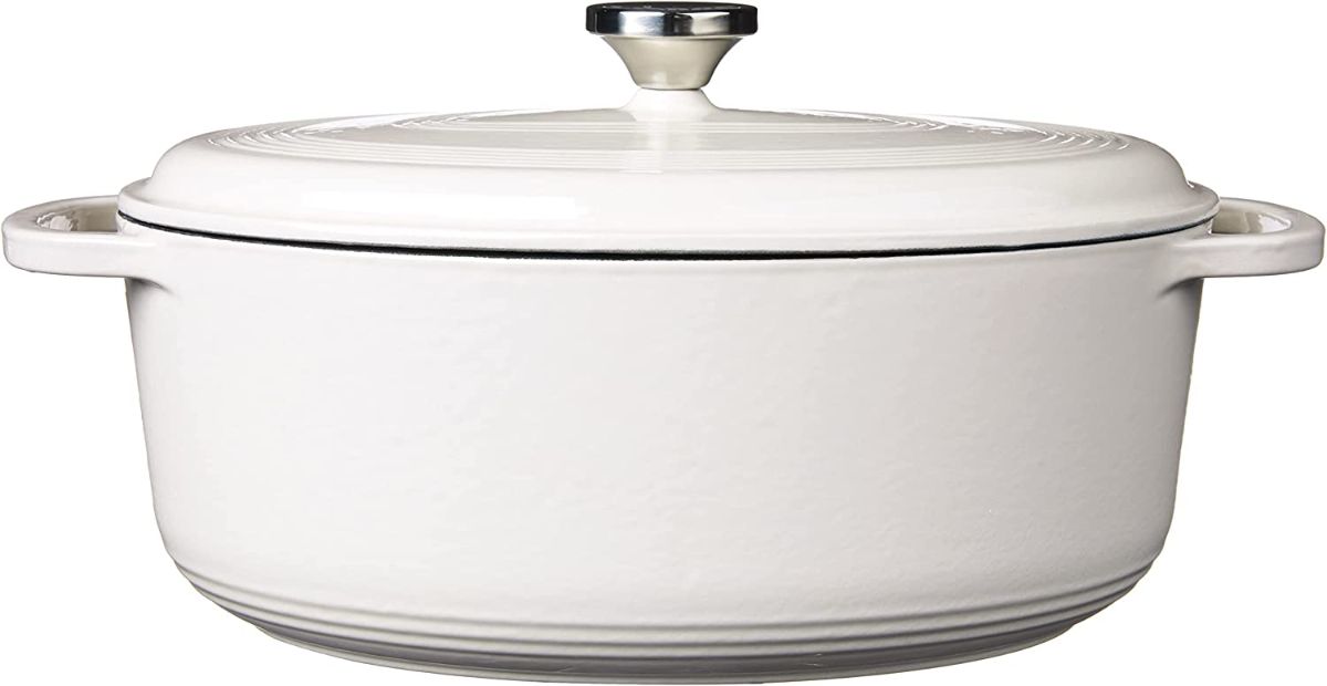 LODGE 7 Quart Oval Oyster Enameled Cast Iron Dutch Oven EC70D13