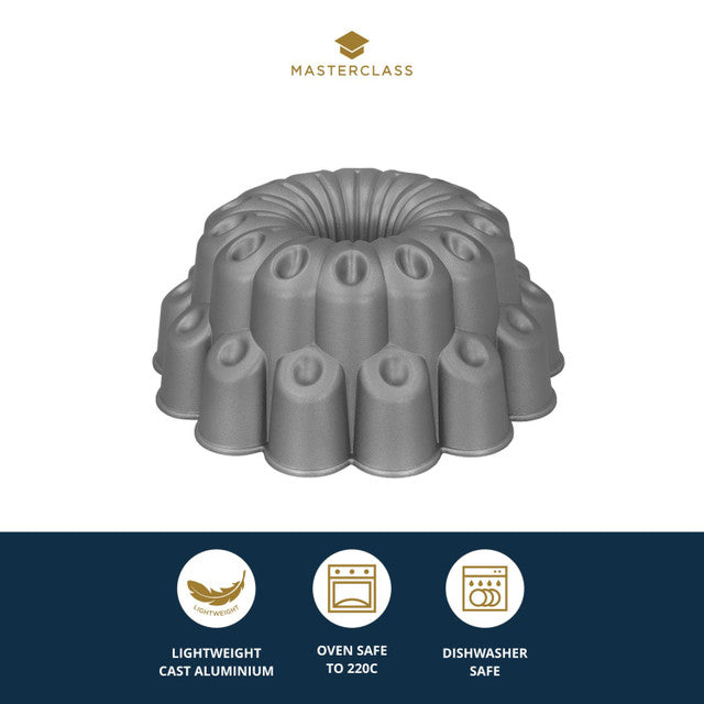 KitchenCraft MasterClass Non-Stick Cast Aluminium Decorative Cake Tin, Tiered