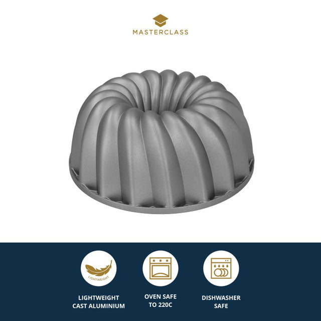 KitchenCraft MasterClass Non-Stick Cast Aluminium Decorative Cake Tin, Swirl