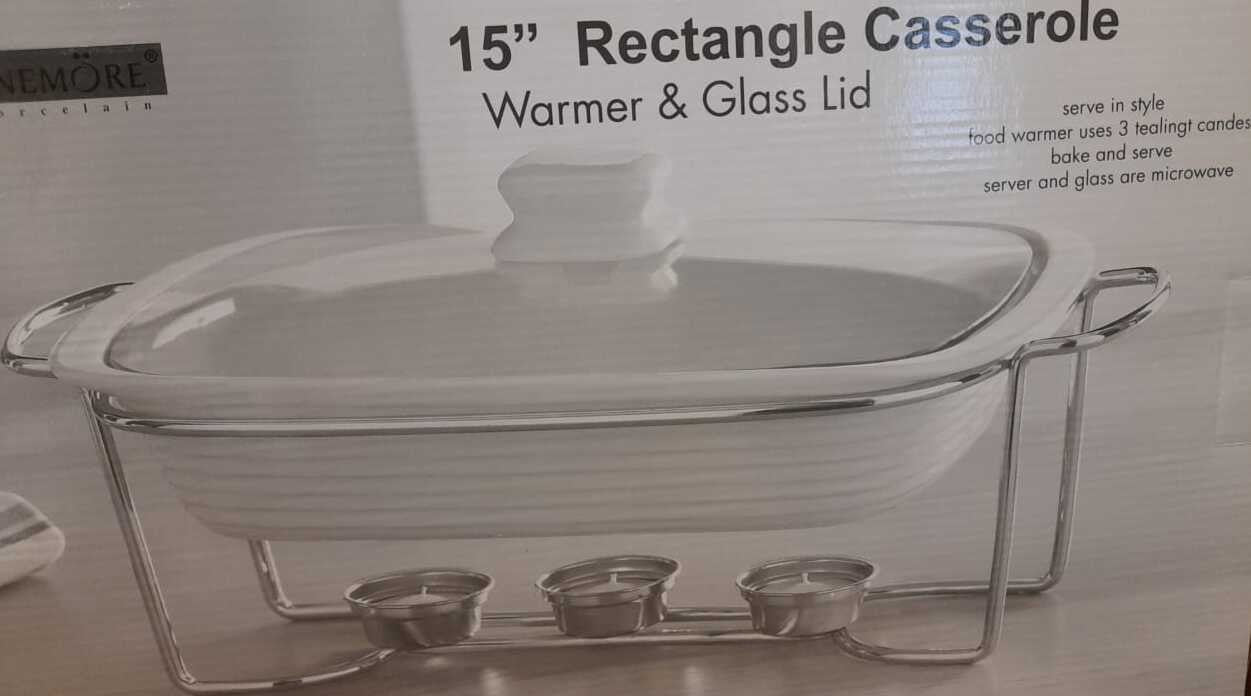 Onemore 15 Inch Rectangle Casserole Warmer & Glass Lid 132.381