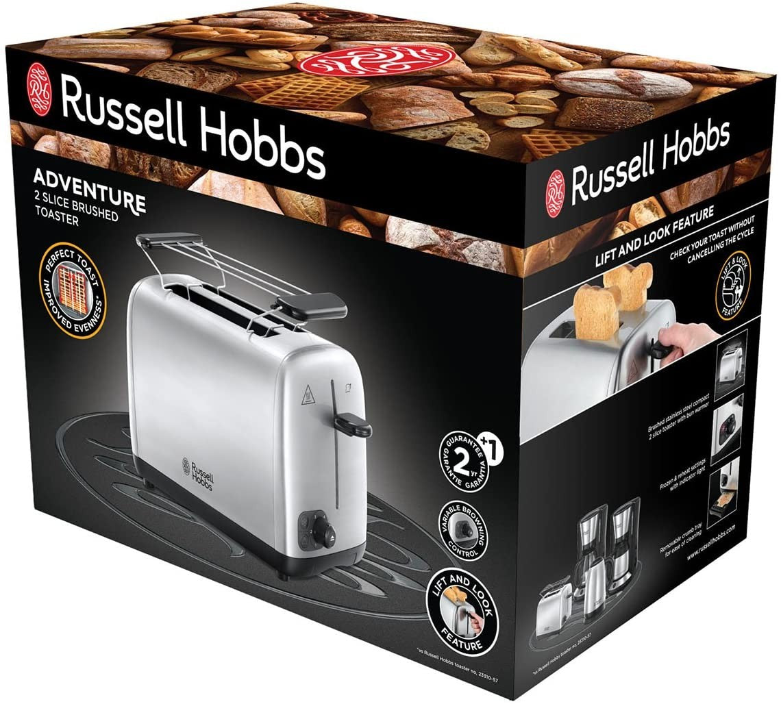 Russell Hobbs Toaster for Two Slices Adventure Silver 850W
