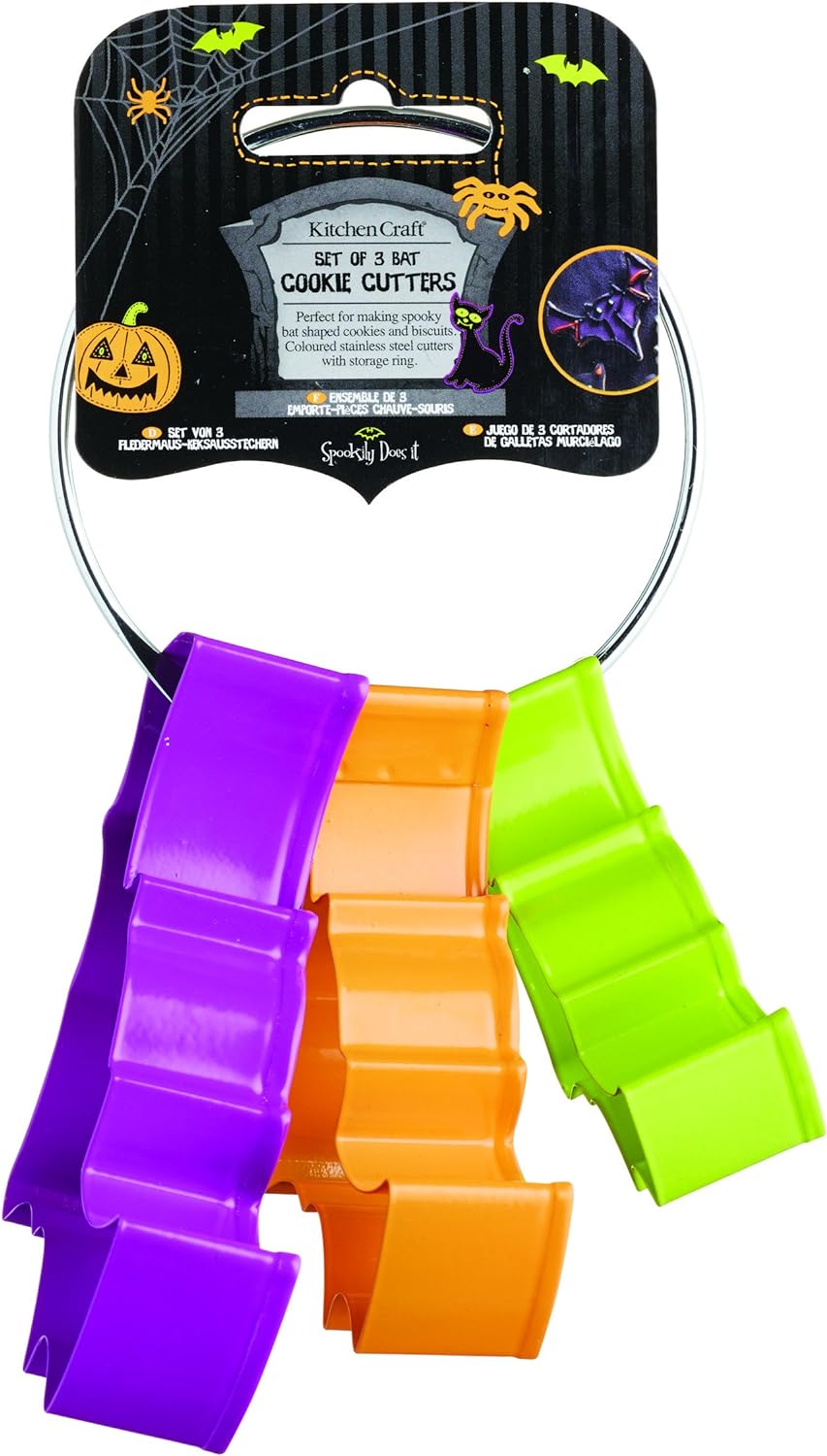KitchenCraft Sweetly Does It Three Piece Cookie Cutter Set, Stainless Steel, Multi-Colour SPKYBCUT3PC