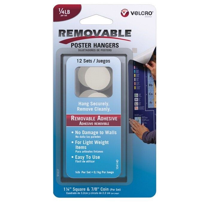 Velcro Brands White Velcro Poster Hanger with Removable Adhesive
