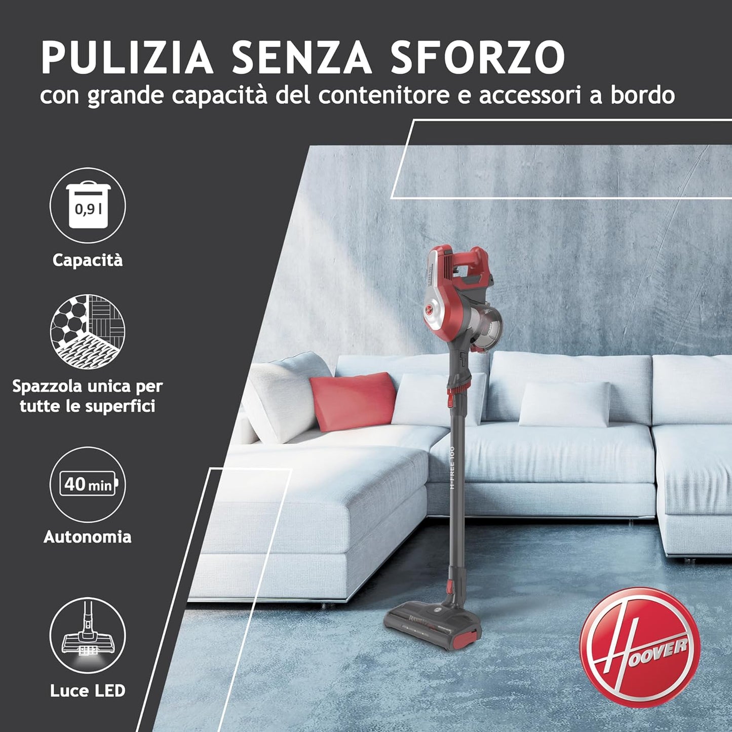 Hoover Cordless Stick Vacuum Cleaner, Cyclonic System