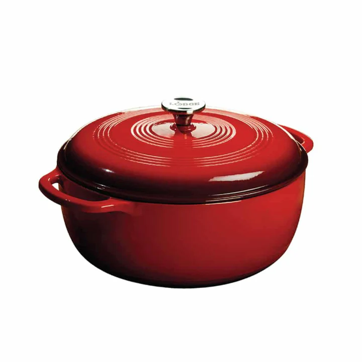 LODGE 7.38Lt Red Enameled Cast Iron Dutch Oven - EC7D43