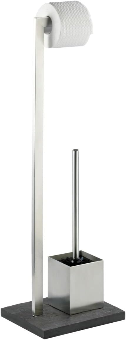 FREESTANDING TOILET BRUSH SET SLATE ROCK