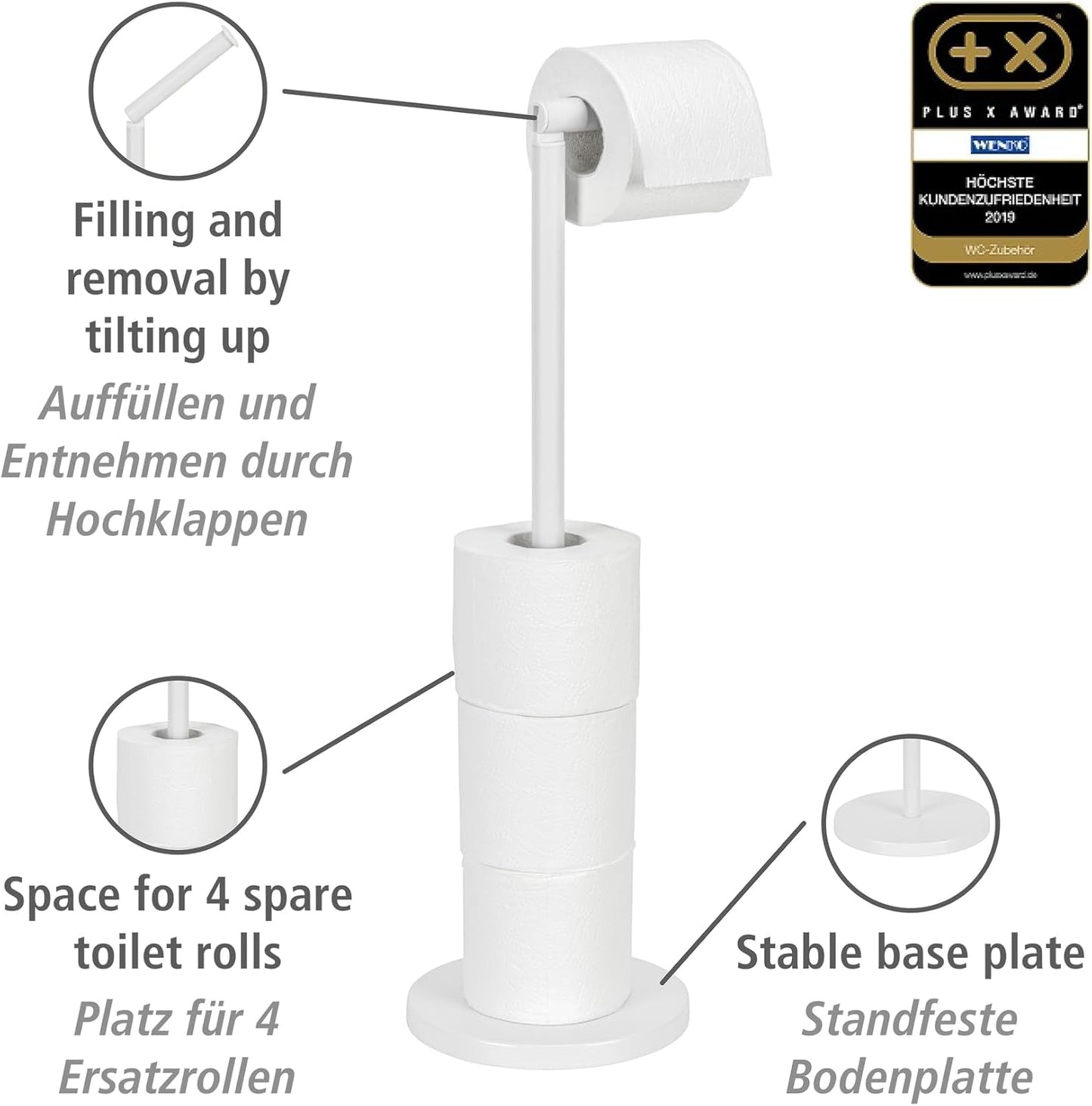 STAND TOILET PAPER HOLDER WHITE MATT