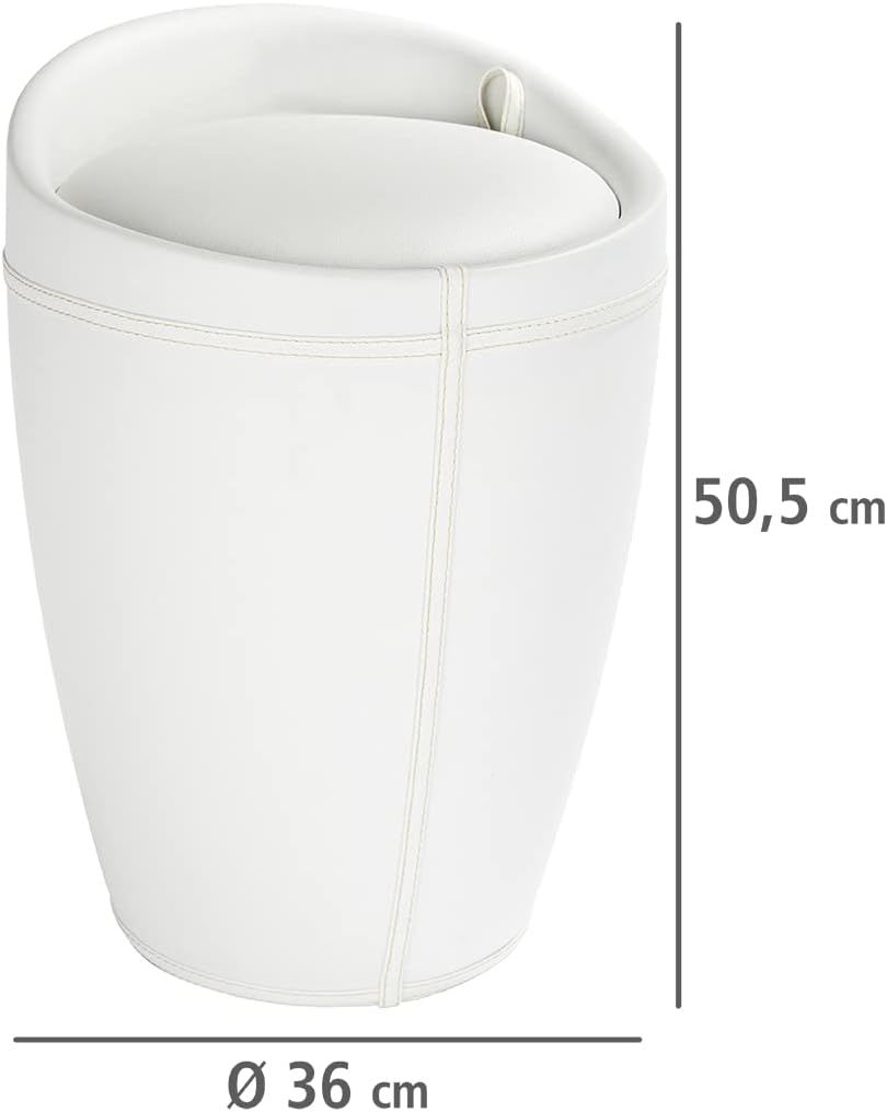 BATH STOOL CANDY,LEATHER WHITE