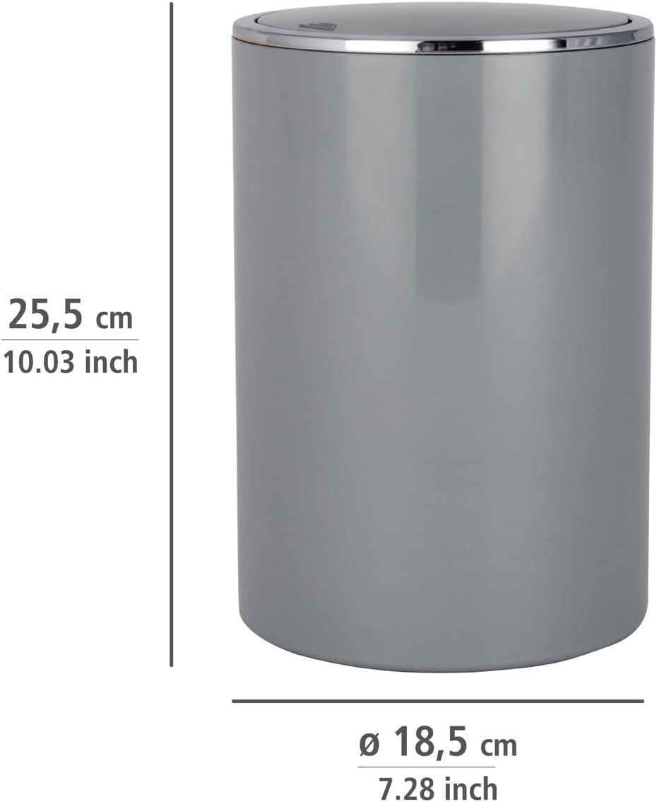 SWING COVER BIN "INCA" 5L GREY